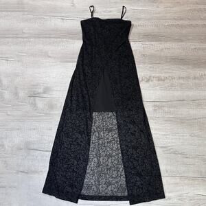 Next Up Formal Dress WMNS S Black Lace Overlay Illusion Maxi Dark Feminine